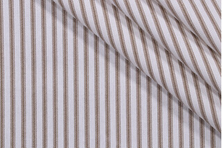 Magnolia Home Berlin Ticking Stripe Printed Cotton Drapery Fabric in Driftwood