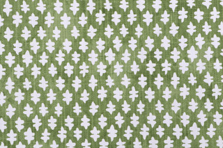 Premier Prints Gem-Slub Linen White Printed Drapery Fabric in Kale