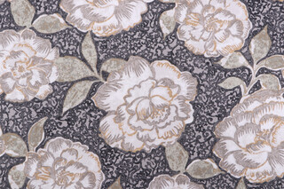 Robert Allen Peony Bowl Printed Cotton Drapery Fabric in Birch