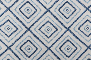 Thibaut Kozar F94925 Printed Linen Blend Drapery Fabric in Navy and White