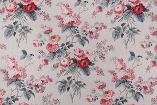 Waverly Emma&#39;s Garden Printed Cotton Drapery Fabric in Rosewood