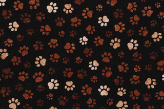 Timeless Treasures Happiness Has Paws - Paw Print Printed Cotton Craft Fabric in Mud