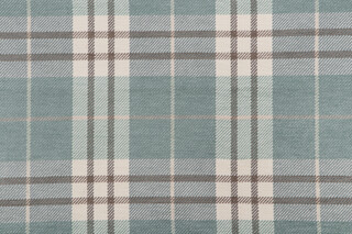 Thibaut Percival Plaid W80082 Woven Chenille Upholstery Fabric in Aqua
