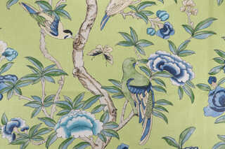 Thibaut Giselle F914225 Printed Linen Blend Drapery Fabric in Green