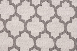 Quatrefoil Woven Upholstery Fabric in Stone