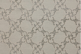Scroll Trellis Woven Chenille Upholstery Fabric in Seafoam