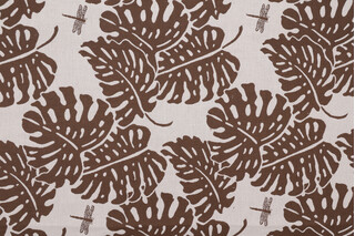 Elephant Leaf Woven Upholstery Fabric in Brown