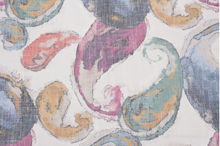 Watercolor Paisley Printed Drapery Fabric in Rainbow