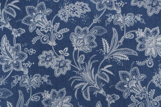 Waverly Follow The Trail Printed Cotton Denim Decorator Fabric in Denim