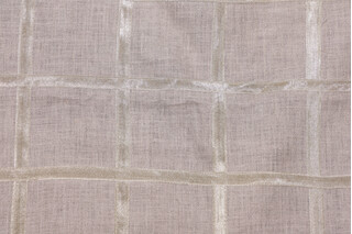 Platinum Box Embroidered Linen Drapery Fabric in Platinum