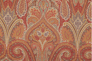 Waverly Cashmere Printed Cotton Twill Drapery Fabric in Ruby