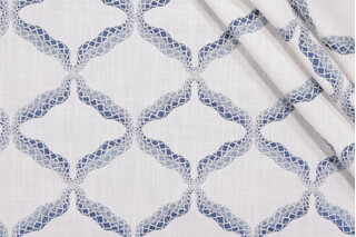 Valiant Fabrics Reign Embroidered Drapery Fabric in Nautic 