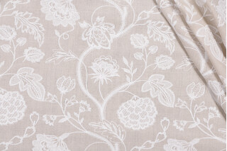 Valiant Fabrics Marissa Embroidered Drapery Fabric in Pebble 