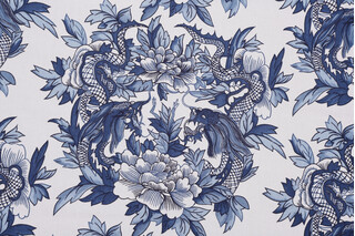 Sample of Ralph Lauren Nanking Printed Cotton Drapery Fabric 