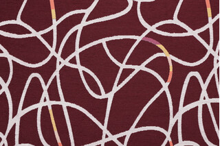Crypton Squiggle High Performance Woven Chenille Upholstery Fabric in Maroon