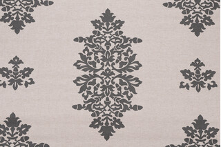 Acorn Filigree Printed Drapery Fabric in Gunmetal