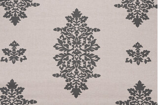 Acorn Filigree Printed Drapery Fabric in Gunmetal