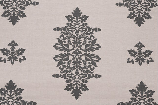 Acorn Filigree Printed Drapery Fabric in Gunmetal