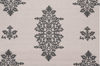 Acorn Filigree Printed Drapery Fabric in Gunmetal