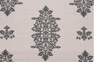 Acorn Filigree Printed Drapery Fabric in Gunmetal