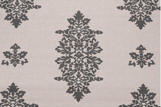 Acorn Filigree Printed Drapery Fabric in Gunmetal