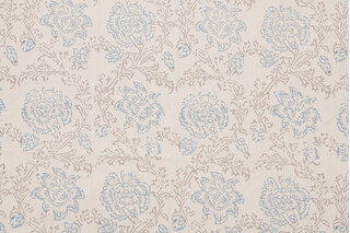 Ajmer Handprint Printed Drapery Fabric in Aqua/Tan