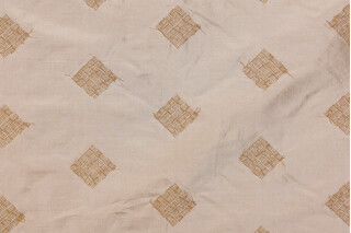 Canton Embroidered Silk Decorator Fabric in Wheat