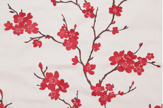 Hangzhou Embroidered Drapery Fabric in Scarlet