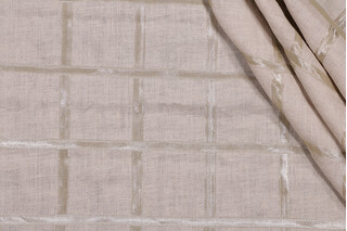 Platinum Box Sheer Applique Drapery Fabric in Platinum