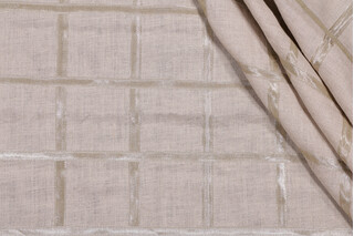 Platinum Box Sheer Applique Drapery Fabric in Platinum