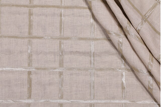 Platinum Box Sheer Applique Drapery Fabric in Platinum