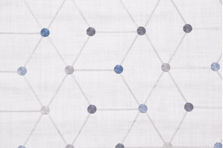 Asterisk Embroidered Drapery Fabric in Blue