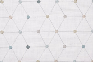 Asterisk Embroidered Drapery Fabric in Aqua