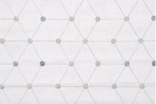 Asterisk Embroidered Drapery Fabric in Aqua