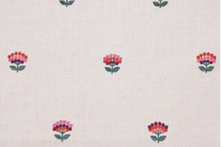 Montefalco Embroidered Drapery Fabric in Fuchsia/Rose