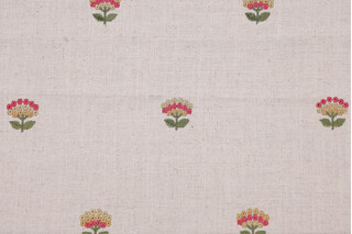 Montefalco Embroidered Drapery Fabric in Pink/Yellow