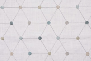 Asterisk Embroidered Drapery Fabric in Aqua