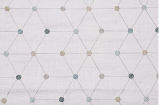Asterisk Embroidered Drapery Fabric in Aqua
