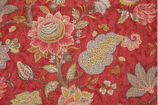 P Kaufmann Finley Printed Linen Blend Drapery Fabric in Rouge