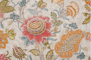 P Kaufmann Printed Linen Blend Drapery Fabric in Summer