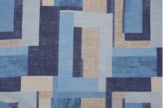 PK Lifestyles Squared Off Printed Cotton Blend Drapery Fabric in Celestial 