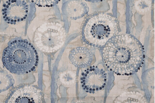 Ellen Degeneres Majorca Printed Cotton Drapery Fabric in Denim 