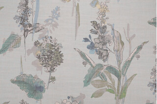 PK Lifestyles Free-Hand Floral Printed Cotton Blend Drapery Fabric in Glacier 