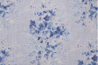 Kelly Ripa Home Royal Bloom Printed Linen Blend Drapery Fabric in Porcelain 