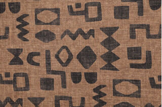 Sample of PK Lifestyles Secret Code Printed Cotton Blend Drapery Fabric in Teak 