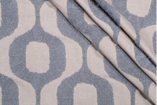 Hamilton Top Knots Embroidered Drapery Fabric in Dusk