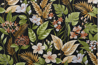 Richloom Carena Printed Polyester Outdoor Fabric in Ebony