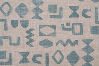 PK Lifestyles Secret Code Printed Cotton Blend Drapery Fabric in Aegean 