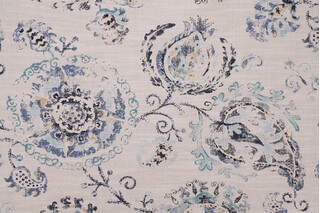 P Kaufmann Janara Printed Cotton Blend Drapery Fabric in Indigo 