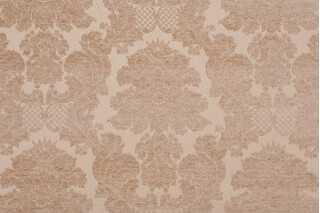 Stephano Chenille Damask Upholstery Fabric in Sand 